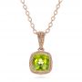 14k Rose Gold 14k Rose Gold Antique Cushion Peridot Pendant - Three-Quarter View -  100495 - Thumbnail