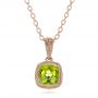 14k Rose Gold 14k Rose Gold Antique Cushion Peridot Pendant - Three-Quarter View -  100495 - Thumbnail