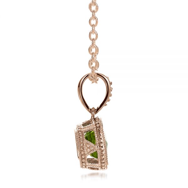 14k Rose Gold 14k Rose Gold Antique Cushion Peridot Pendant - Side View - 100495
