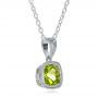 18k White Gold 18k White Gold Antique Cushion Peridot Pendant - Flat View -  100495 - Thumbnail