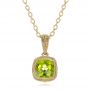 14k Yellow Gold 14k Yellow Gold Antique Cushion Peridot Pendant - Three-Quarter View -  100495 - Thumbnail