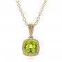 14k Yellow Gold 14k Yellow Gold Antique Cushion Peridot Pendant - Three-Quarter View -  100495 - Thumbnail