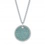 18k White Gold 18k White Gold Aqua Blue And White Round Diamond Pendant - Three-Quarter View -  105161 - Thumbnail