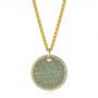 14k Yellow Gold 14k Yellow Gold Aqua Blue And White Round Diamond Pendant - Three-Quarter View -  105161 - Thumbnail