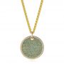 18k Yellow Gold 18k Yellow Gold Aqua Blue And White Round Diamond Pendant - Three-Quarter View -  105161 - Thumbnail