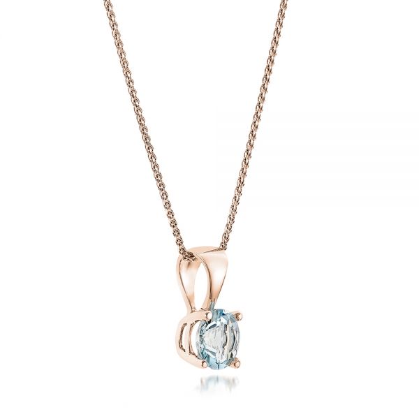 14k Rose Gold 14k Rose Gold Aquamarine Pendant - Flat View -  100967