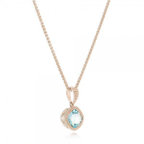 18k Rose Gold 18k Rose Gold Aquamarine Pendant - Flat View -  102634
