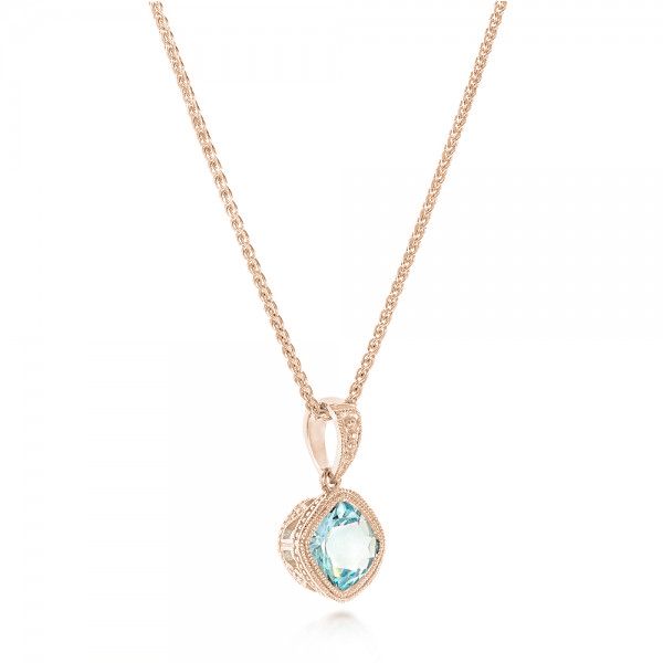 14k Rose Gold 14k Rose Gold Aquamarine Pendant - Flat View -  102634