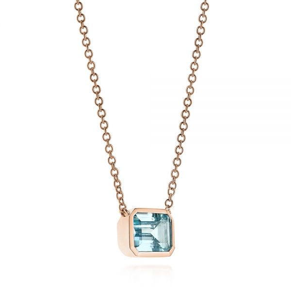 14k Rose Gold 14k Rose Gold Aquamarine Pendant - Flat View -  105412