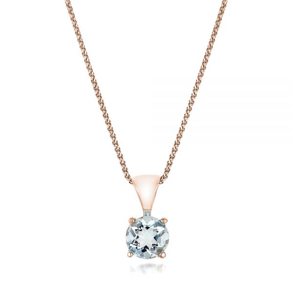 14k Rose Gold 14k Rose Gold Aquamarine Pendant - Three-Quarter View -  100967