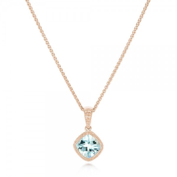 14k Rose Gold 14k Rose Gold Aquamarine Pendant - Three-Quarter View -  102634