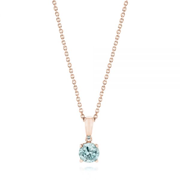 14k Rose Gold 14k Rose Gold Aquamarine Pendant - Three-Quarter View -  103706