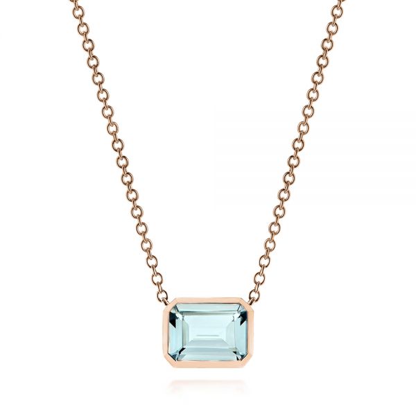 14k Rose Gold 14k Rose Gold Aquamarine Pendant - Three-Quarter View -  105412