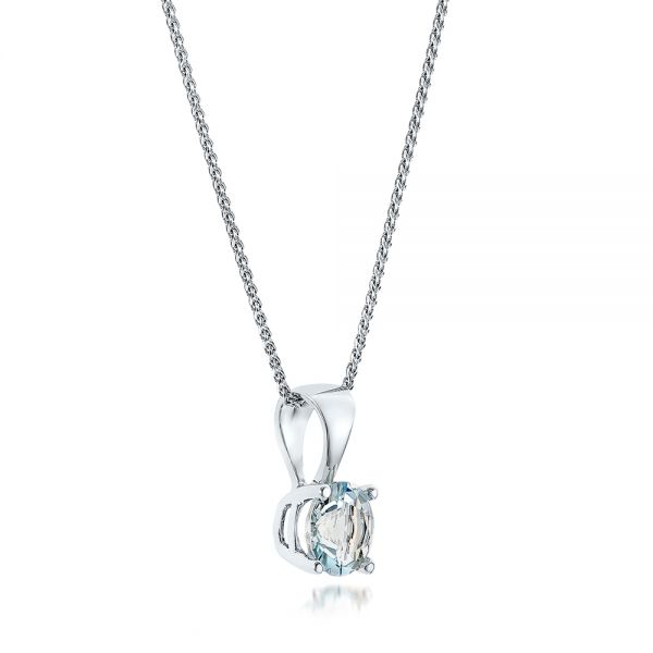 14k White Gold Aquamarine Pendant - Flat View - 100967