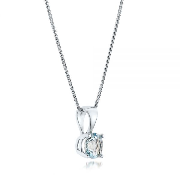  Platinum Platinum Aquamarine Pendant - Flat View -  100967