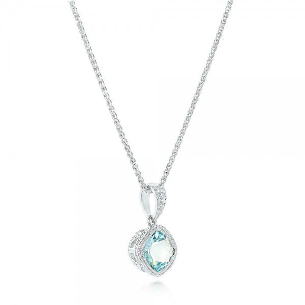 14k White Gold 14k White Gold Aquamarine Pendant - Flat View - 102634