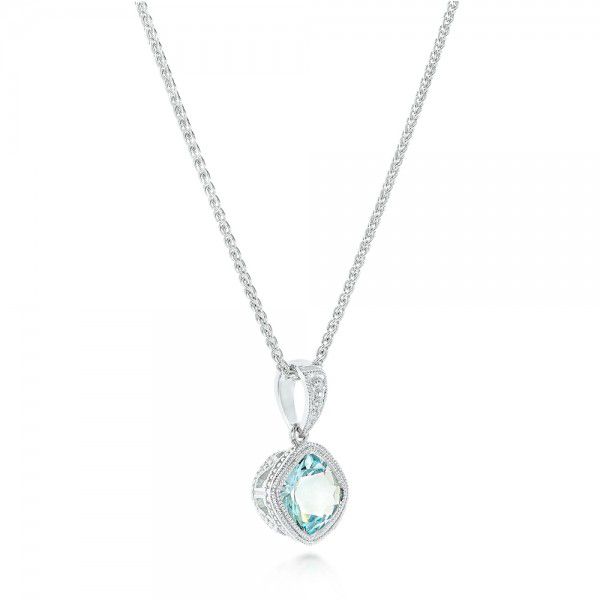  Platinum Platinum Aquamarine Pendant - Flat View -  102634