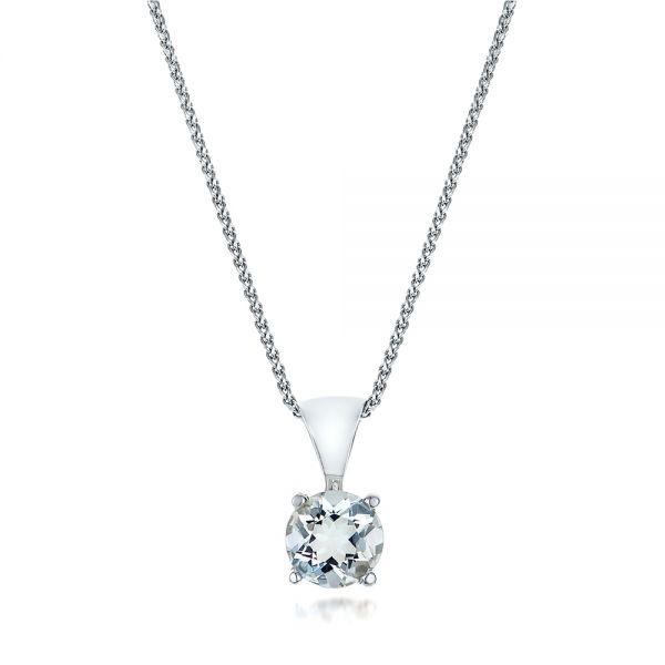 14k White Gold Aquamarine Pendant - Three-Quarter View - 100967