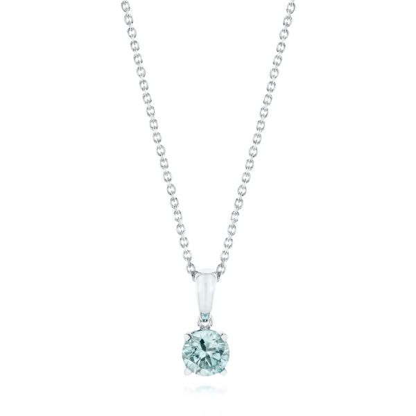 14k White Gold Aquamarine Pendant - Three-Quarter View -  103706