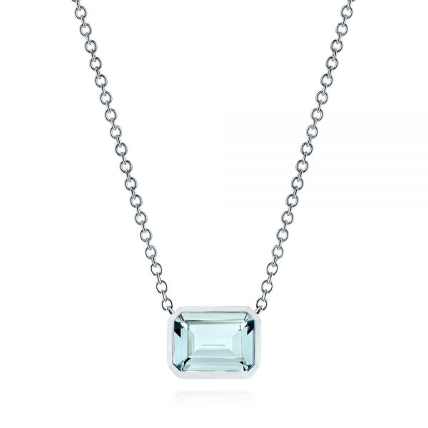 18k White Gold 18k White Gold Aquamarine Pendant - Three-Quarter View -  105412