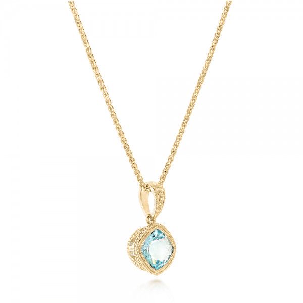 18k Yellow Gold 18k Yellow Gold Aquamarine Pendant - Flat View - 102634