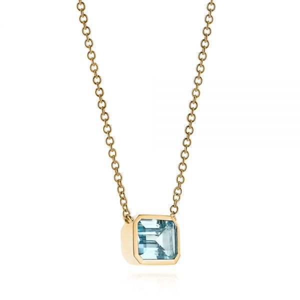 18k Yellow Gold 18k Yellow Gold Aquamarine Pendant - Flat View -  105412