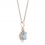 18k Rose Gold 18k Rose Gold Aquamarine And Diamond Halo Pendant - Flat View -  101014 - Thumbnail