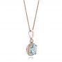 14k Rose Gold 14k Rose Gold Aquamarine And Diamond Halo Pendant - Flat View -  101014 - Thumbnail