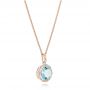 14k Rose Gold 14k Rose Gold Aquamarine And Diamond Halo Pendant - Flat View -  101941 - Thumbnail