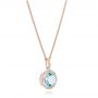 18k Rose Gold 18k Rose Gold Aquamarine And Diamond Halo Pendant - Flat View -  101941 - Thumbnail