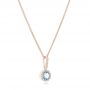 14k Rose Gold 14k Rose Gold Aquamarine And Diamond Halo Pendant - Flat View -  102633 - Thumbnail