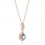 18k Rose Gold 18k Rose Gold Aquamarine And Diamond Halo Pendant - Flat View -  103541 - Thumbnail