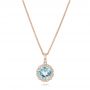 18k Rose Gold 18k Rose Gold Aquamarine And Diamond Halo Pendant - Three-Quarter View -  101941 - Thumbnail
