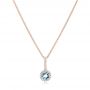 14k Rose Gold 14k Rose Gold Aquamarine And Diamond Halo Pendant - Three-Quarter View -  102633 - Thumbnail