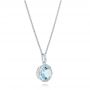  Platinum Platinum Aquamarine And Diamond Halo Pendant - Flat View -  101941 - Thumbnail