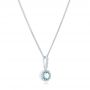 18k White Gold 18k White Gold Aquamarine And Diamond Halo Pendant - Flat View -  102633 - Thumbnail