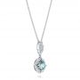  Platinum Platinum Aquamarine And Diamond Halo Pendant - Flat View -  103541 - Thumbnail