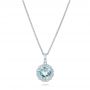 14k White Gold 14k White Gold Aquamarine And Diamond Halo Pendant - Three-Quarter View -  101941 - Thumbnail