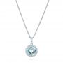 18k White Gold 18k White Gold Aquamarine And Diamond Halo Pendant - Three-Quarter View -  101941 - Thumbnail