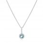 Aquamarine And Diamond Halo Pendant - Three-Quarter View -  102633 - Thumbnail