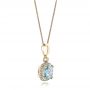 14k Yellow Gold 14k Yellow Gold Aquamarine And Diamond Halo Pendant - Flat View -  101014 - Thumbnail