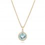 18k Yellow Gold 18k Yellow Gold Aquamarine And Diamond Halo Pendant - Three-Quarter View -  101941 - Thumbnail