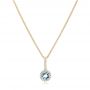 14k Yellow Gold 14k Yellow Gold Aquamarine And Diamond Halo Pendant - Three-Quarter View -  102633 - Thumbnail