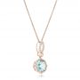 14k Rose Gold 14k Rose Gold Aquamarine And Diamond Pendant - Flat View -  102512 - Thumbnail