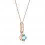 18k Rose Gold 18k Rose Gold Aquamarine And Diamond Pendant - Flat View -  106157 - Thumbnail