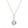 18k Rose Gold 18k Rose Gold Aquamarine And Diamond Pendant - Three-Quarter View -  102512 - Thumbnail