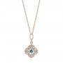 14k Rose Gold 14k Rose Gold Aquamarine And Diamond Pendant - Three-Quarter View -  103749 - Thumbnail