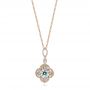 18k Rose Gold 18k Rose Gold Aquamarine And Diamond Pendant - Three-Quarter View -  103749 - Thumbnail