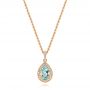 14k Rose Gold 14k Rose Gold Aquamarine And Diamond Pendant - Three-Quarter View -  103772 - Thumbnail