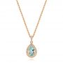 18k Rose Gold 18k Rose Gold Aquamarine And Diamond Pendant - Three-Quarter View -  103772 - Thumbnail